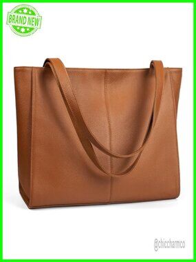 Genuine Leather Tote Bag for Women Work Travel Laptop Purse Handbag